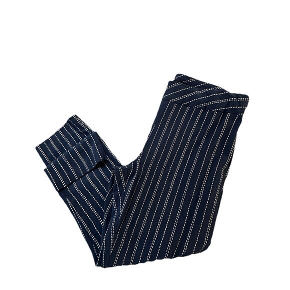 Melissa Paige Navy White Striped Pull-On Stretch Pants XL Slim Straight Career - Picture 3 of 6